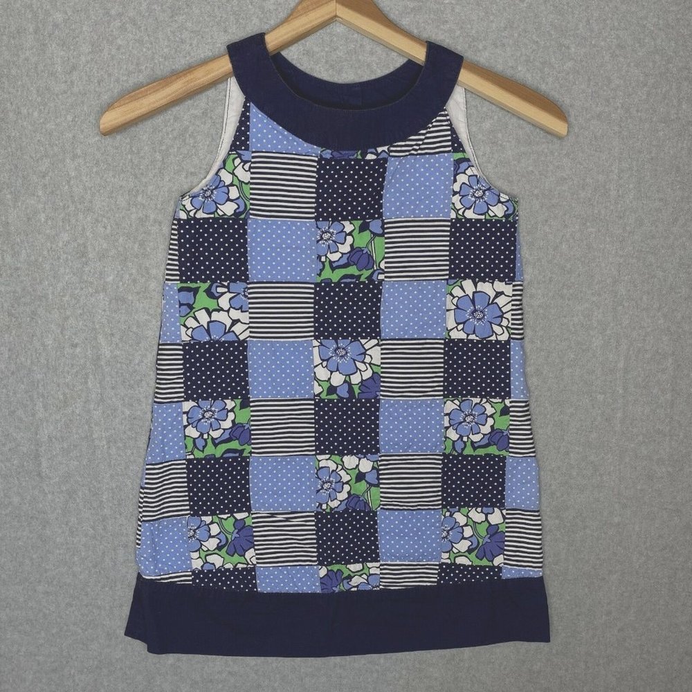 Gymboree Girls Navy Blue Patchwork Shift Dress Size 7
